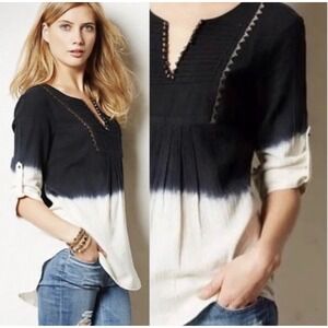 Floreat Anthropologie Dip-Dyed Peasant Blouse studded
